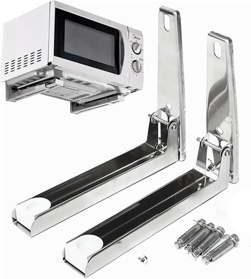 Magnetron Muurbeugel Oven Plank Ruimte Besparen Opvouwbaar Ontwerp Verstelbaar Zilver