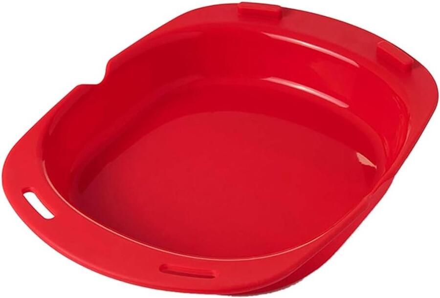 Magnetron Omelet Maker Eierkoeker Pan Snel Ontbijt Maken Opvouwbaar Siliconen Ontwerp 24x20 cm Rood