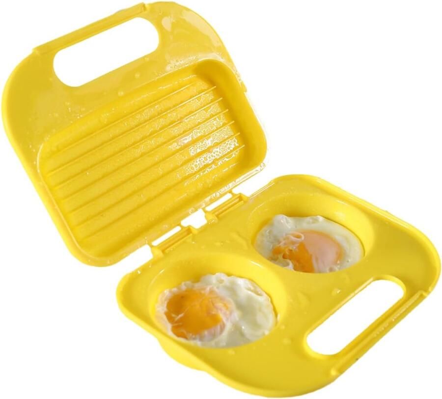 Magnetron Omelet Maker Eierkoker Vorm Snel Ontbijt Maken Dubbele Holte 18.4 x 15 cm Blauw