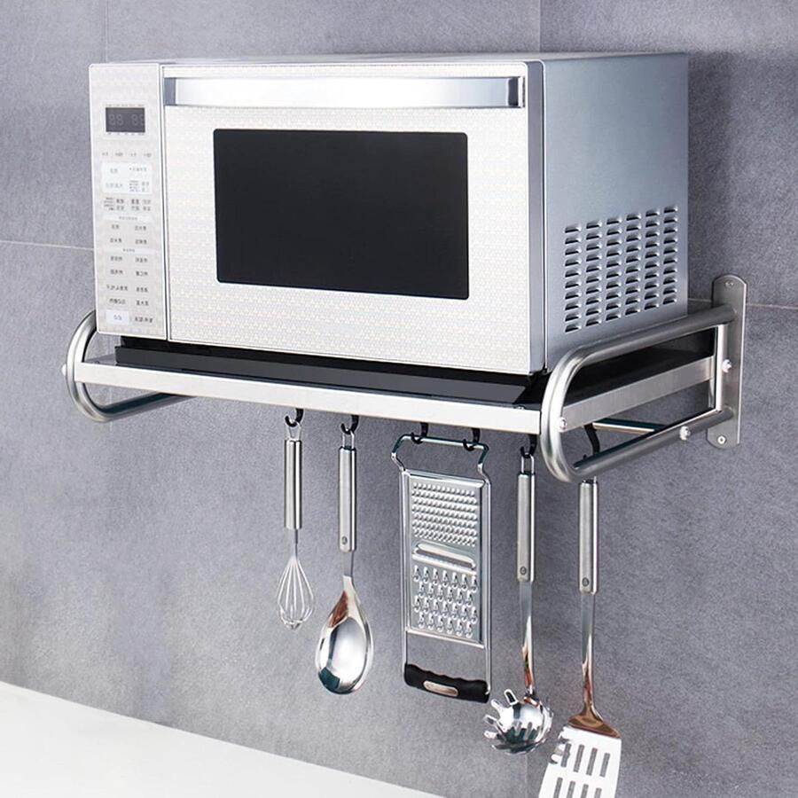 Magnetron Opbergrek Keuken Plank Keuken Organiseren Roestvrij Staal 53 cm Zilver