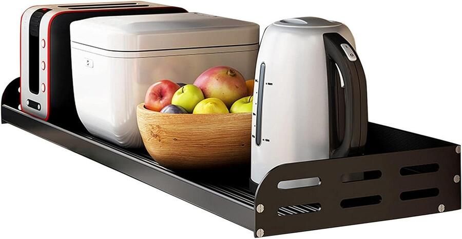 Magnetron Opbergrek Magnetron Beugel Oven Keuken Ordenen Verhoogde Vangrail 50x20cm Zwart