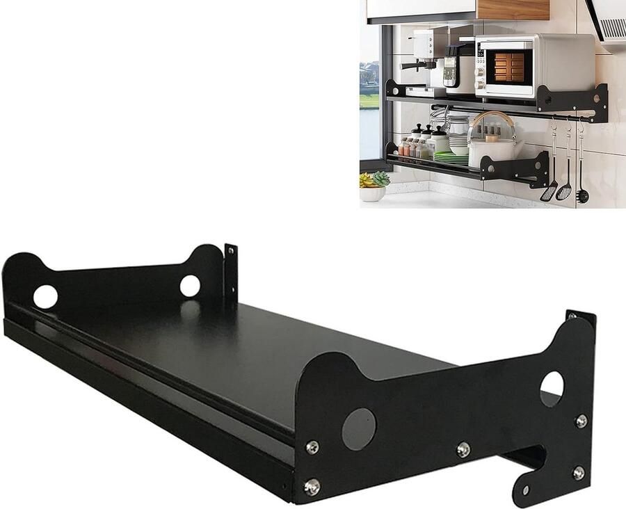 Magnetron Opbergrek Magnetronhouder Oven Plank Keuken Opbergen Roestvrij Staal 304 50 cm Zwart