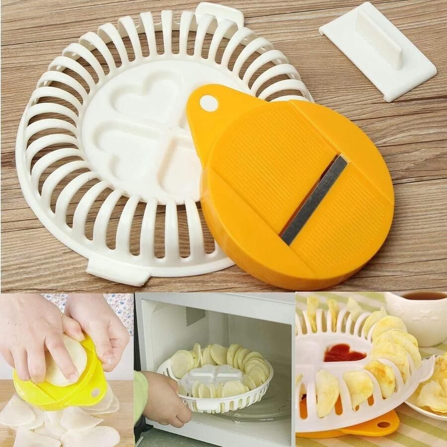 Magnetron Oven Baked Aardappelchips Maker DIY olievrij Homemade Device Keuken Magnetron Appel Aardappel Groente Crisp Chip Slicer Maker