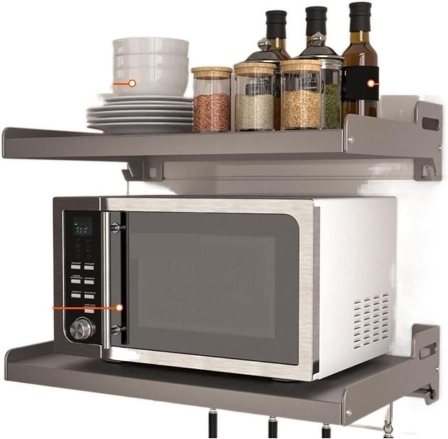 Magnetron Oven Opslag Wandrek Keuken Ruimte Besparen Zonder Boren 55cm Grijs