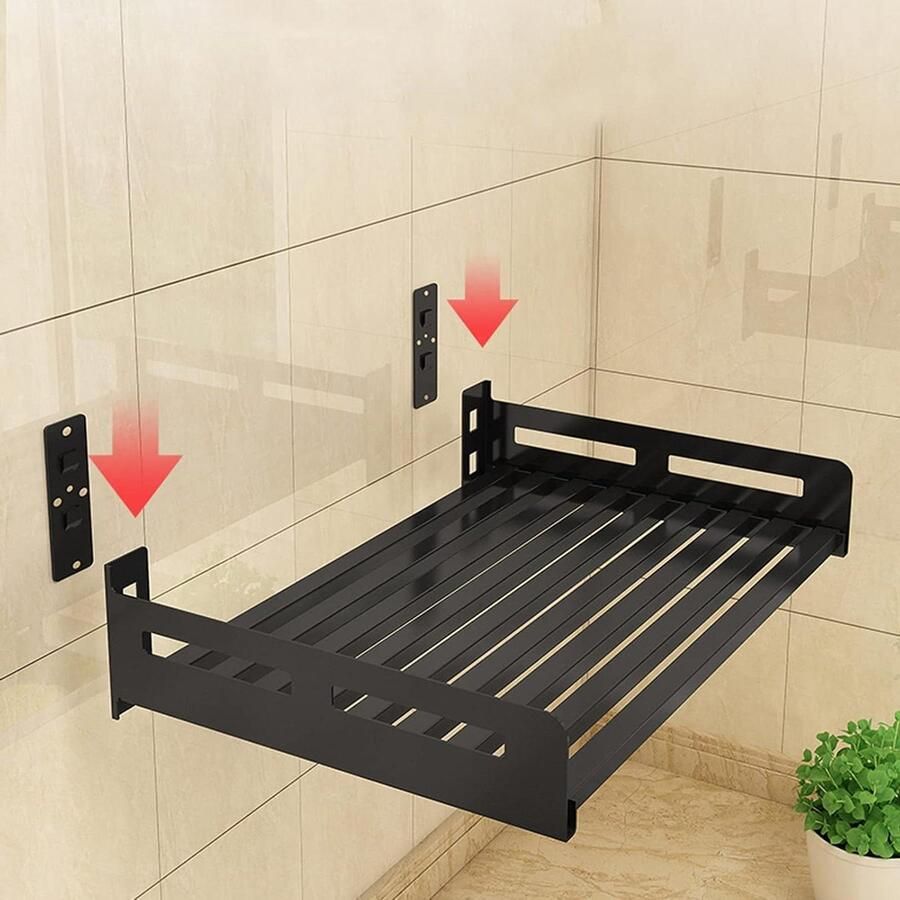 Magnetron Oven Plank Wandrek Keuken Opbergen Roestvrij Staal 60x35cm Zwart