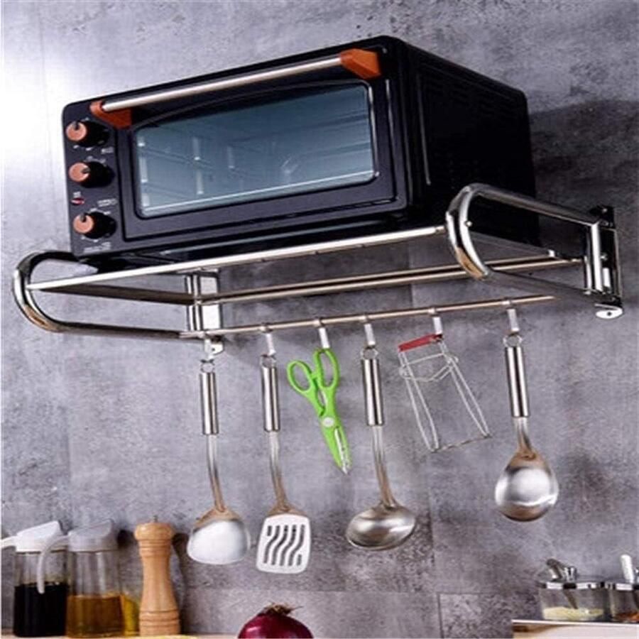 Magnetron Oven Rek Keuken Organizer Keuken Opbergen Stabiel Roestvrij Staal 60 cm Zilver