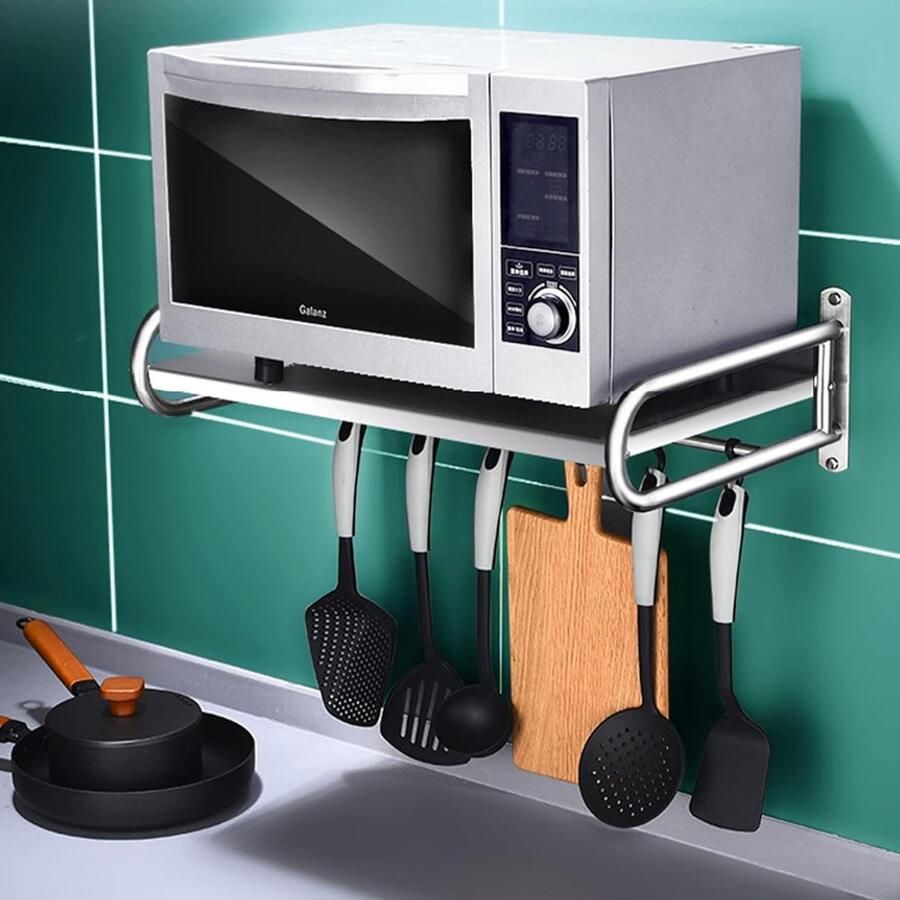Magnetron Oven Rek Keuken Plank Beugel Keuken Opbergen Roestvrij Staal Tot 80cm Zilver