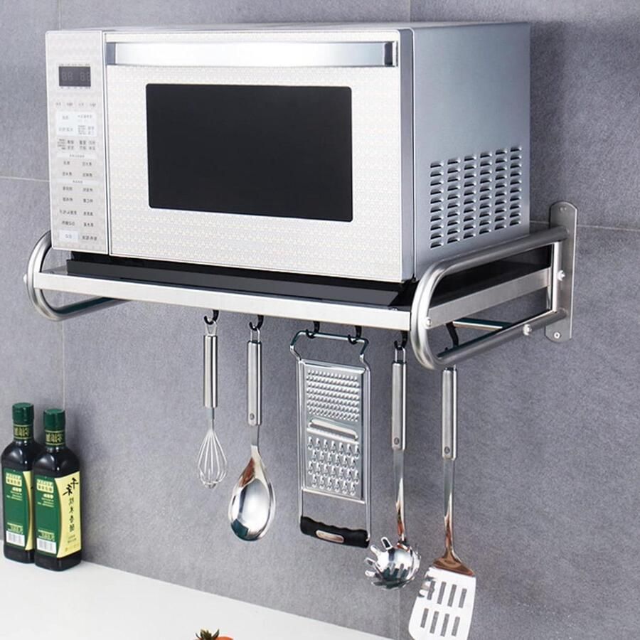 Magnetron Oven Rek Keuken Plank Beugel Keuken Organiseren Sterke RVS Constructie 80 cm Breed Zilver