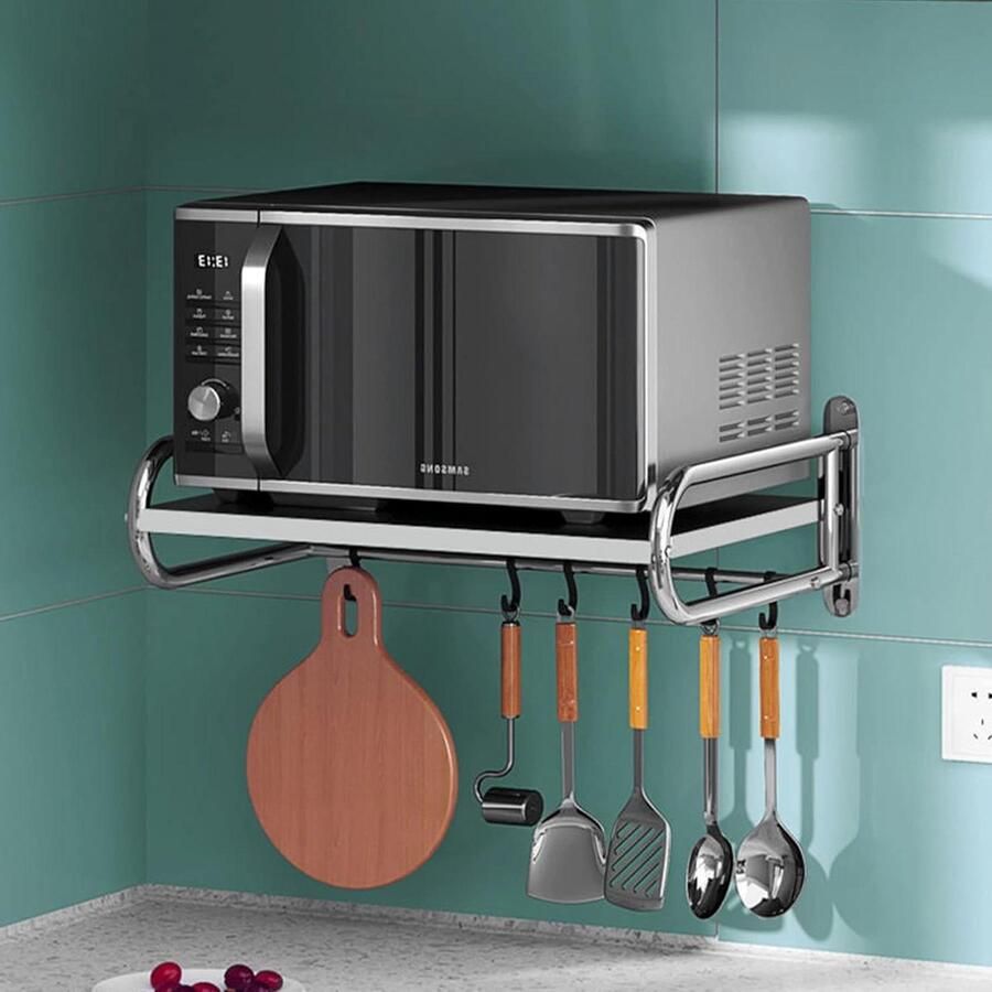 Magnetron Oven Rek Keuken Plank Keuken Opbergen Sterke Draagkracht 53cm Zilver