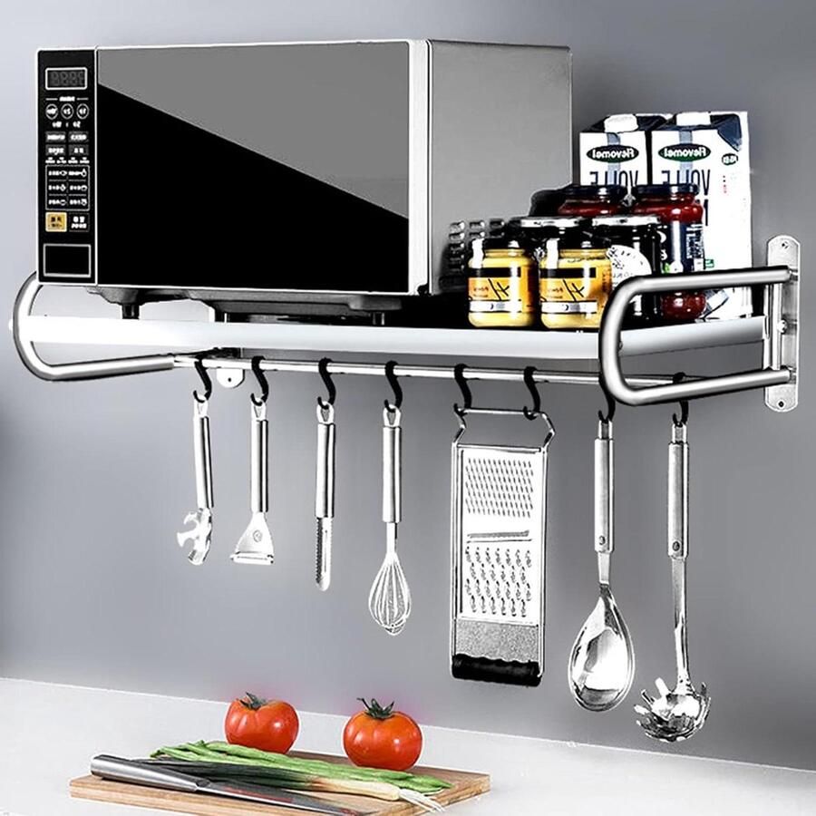 Magnetron Oven Rek Keuken Plank Keuken Opbergen Sterke Draagkracht 80cm Breed Zilver