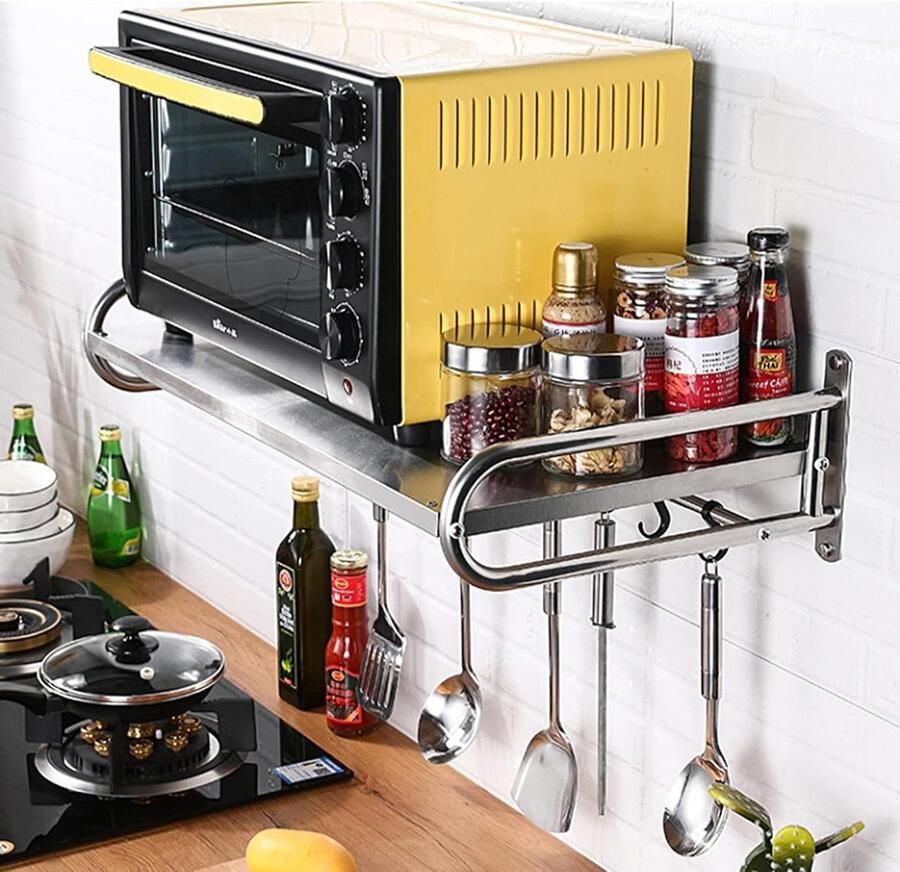 Magnetron Oven Plank Keukenrek Houder Keuken Opbergen Roestvrij Staal 70 cm Zilver
