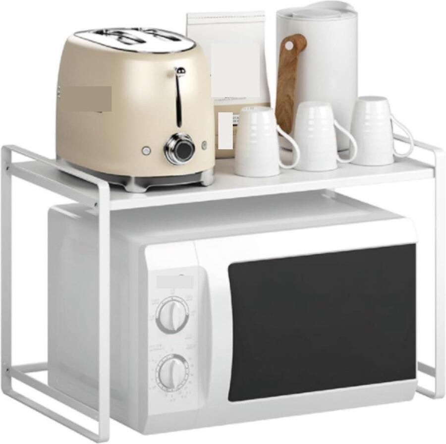 Magnetron Oven Rek Keukenplank Aanrecht Keuken Opbergen Stapelbaar Koolstofstaal 33.3x50.7x30.6cm Wit