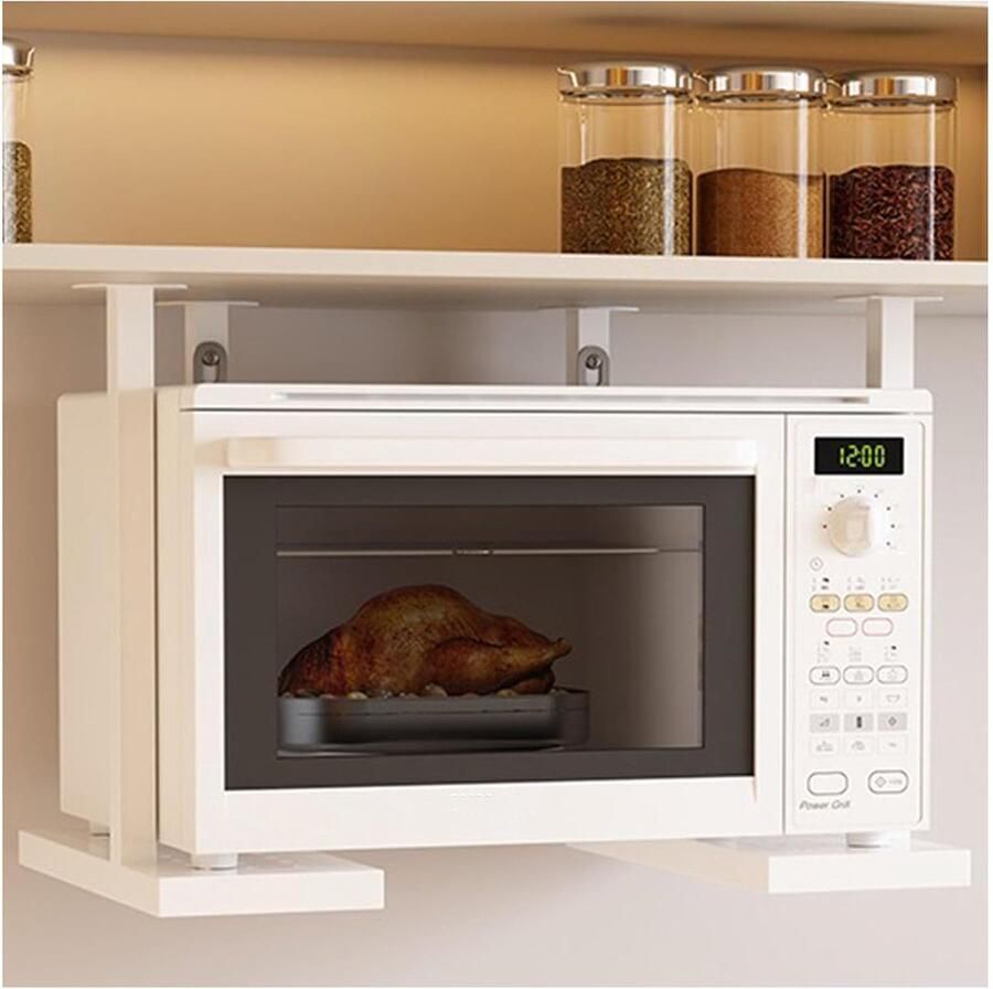 Magnetron Oven Rek Magnetron Houder Keuken Opbergen Zware Stalen Structuur Max 80 LBS Wit