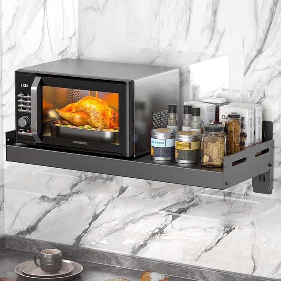 Magnetron Oven Rek Magnetron Houder Plank Keuken Opbergen Wandmontage Roestvrij Staal 55x40cm Zilver