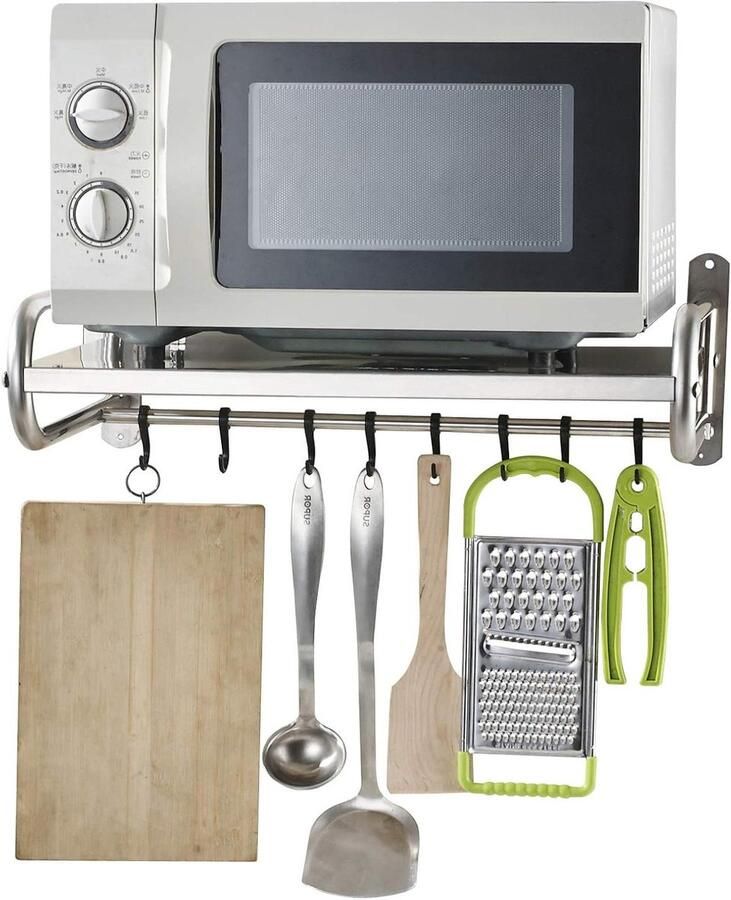 Magnetron Oven Rek Magnetron Plank Keuken Organiseren Roestvrij Staal 58 x 38 x 18 cm Zilver