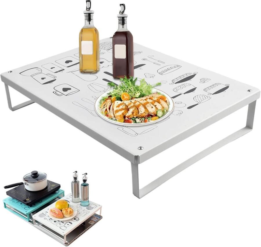Magnetron Oven Rek Magnetron Tafel Keuken Organiseren Ruimtebesparend Ontwerp 40x30x8 cm Wit