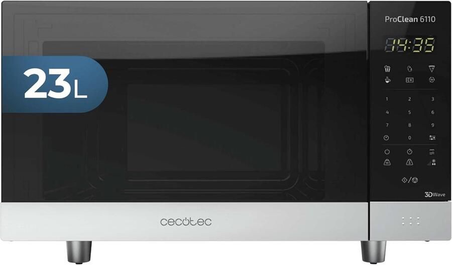 Magnetron Oven Snel opwarmen Ready2Clean coating 23 liter Zwart RVS
