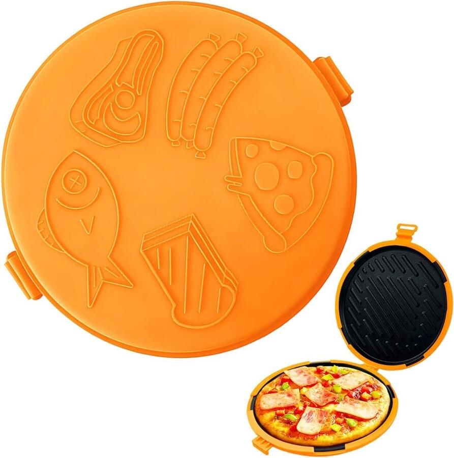 Magnetron Pizzaplaat Bakplaat Oven Snel Pizza Bakken Anti-aanbak Siliconen 27 cm Oranje