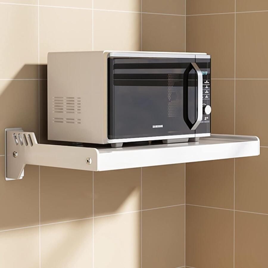 Magnetron Plaat Wandrek Oven Keuken Opbergen Ruimtebesparend Ontwerp 49 cm Wit