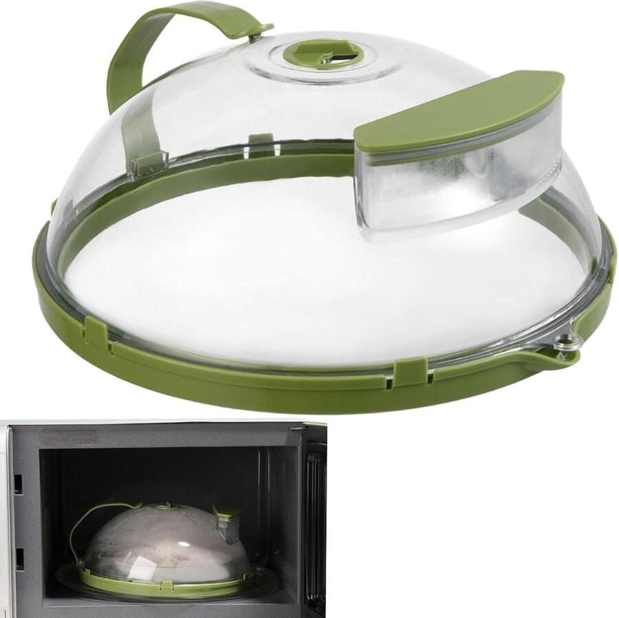 Magnetron Plaatdeksel Magnetron Cover Voedsel Opwarmen Met Handvat 28.3 x 27.3 x 13 cm Groen
