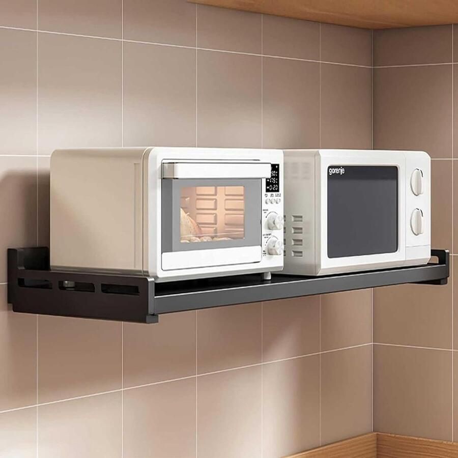 Magnetron Plank Keukenrek Oven Keuken Opbergen Ruimtebesparend Ontwerp 80 cm Zwart