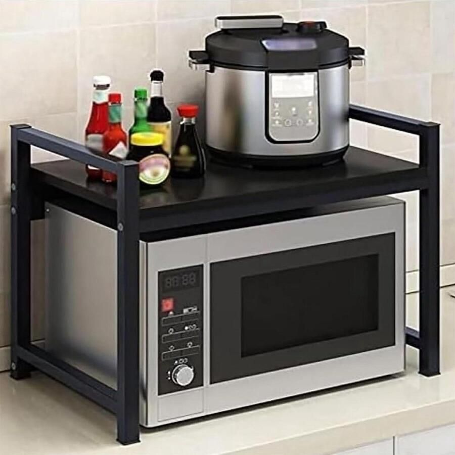 Magnetron Plank Keukenrek Oven Keuken Organiseren Stalen Frame 53 x 35 x 44 cm Naturel