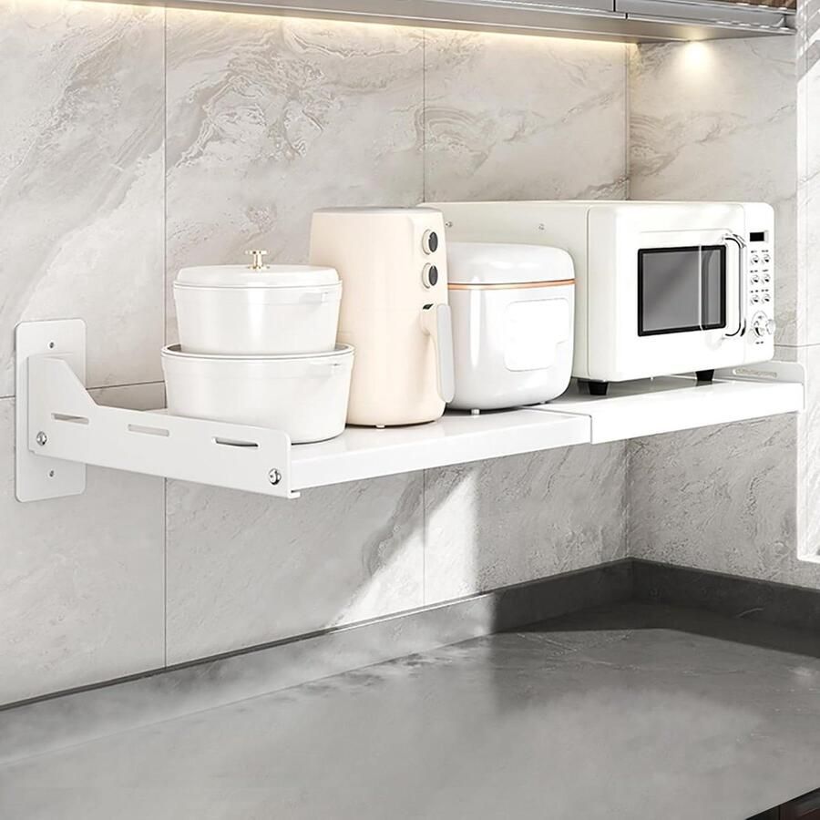 Magnetron Plank Oven Houder Keuken Opbergen Uitschuifbaar Ontwerp 38 61 cm Wit