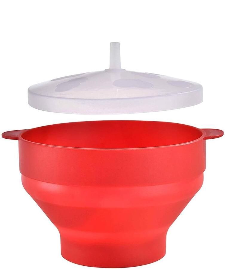 Magnetron Popcorn Kom Popcorn Maker Snel Snacks Maken Opvouwbaar Siliconen Ontwerp 12.5 cm Diameter Rood