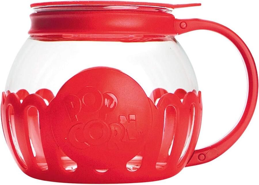 Magnetron Popcorn Maker Snack Kom Snelle Snacks Maken Temperatuur Veilig Glas 1.5 Liter Rood