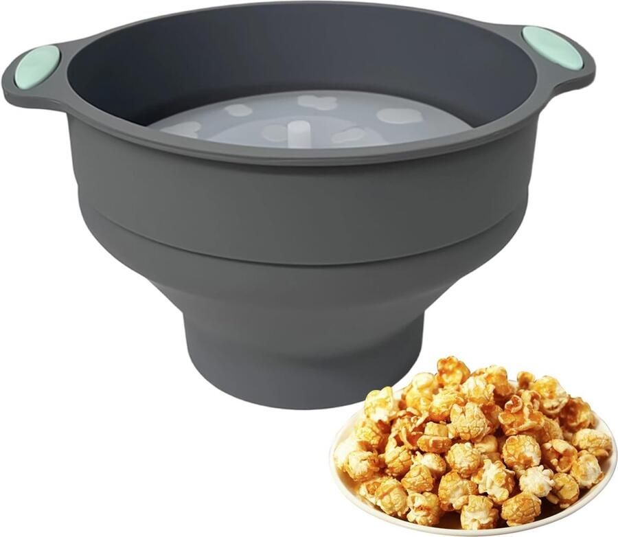 Magnetron Popcornmaker Popcornkom Siliconen Snacks Maken Opvouwbaar Ontwerp 24.8 x 20.6 x 6.1 cm Grijs