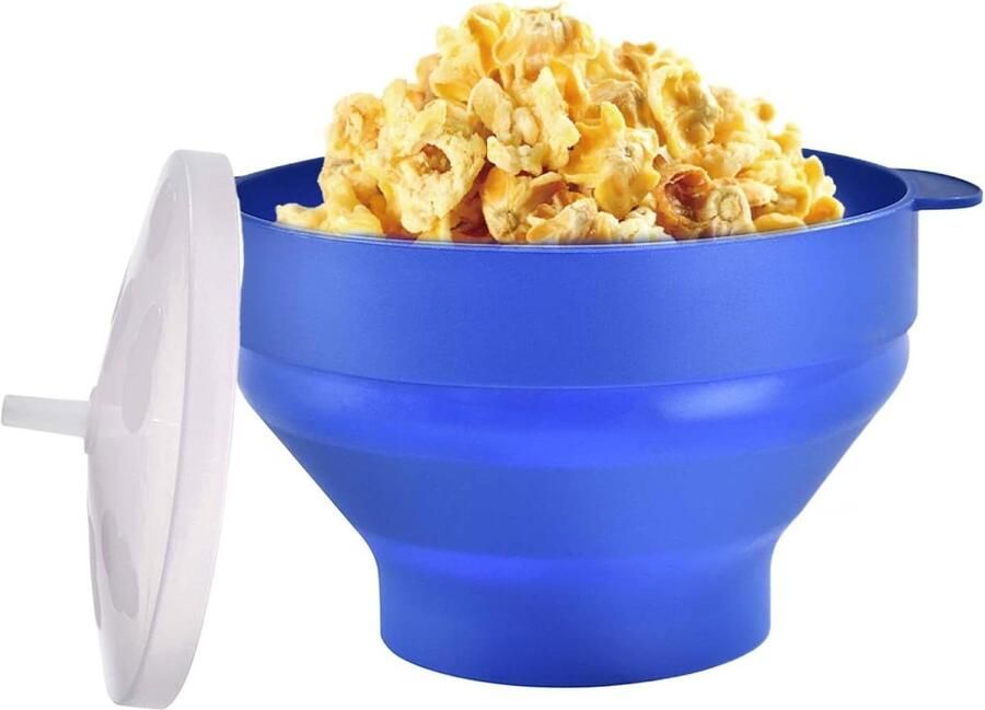 Magnetron Popcornmaker Popcornkom Siliconen Snelle Snacks Maken Hittebestendig Ontwerp 12.5 cm Diameter Blauw