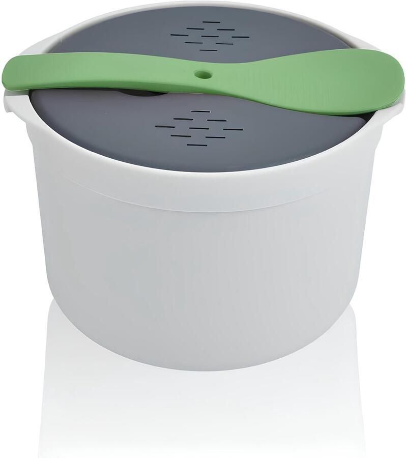Magnetron Rijstkoker 2L Pasta Magnetronbestendig PP Materiaal Drukstoomboot Lepel Deksel Zeef Non Stick Stoompot ShopVlot