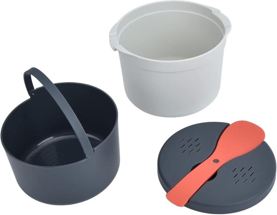 Magnetron Rijstkoker Snelle Rijstmaker Gezinsmaaltijden Bereiden BPA-vrij Materiaal 2L Capaciteit Oranje