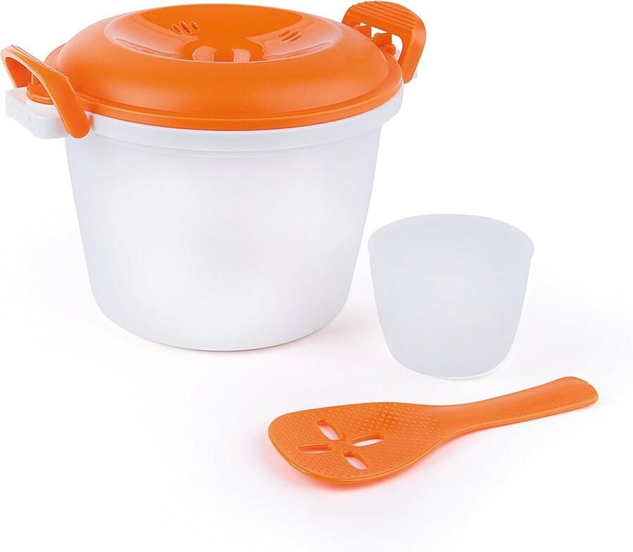 Magnetron Rijstkoker Snelle Rijstmaker Snel Rijst Koken Vaatwasserbestendig 18x15 cm Wit Oranje