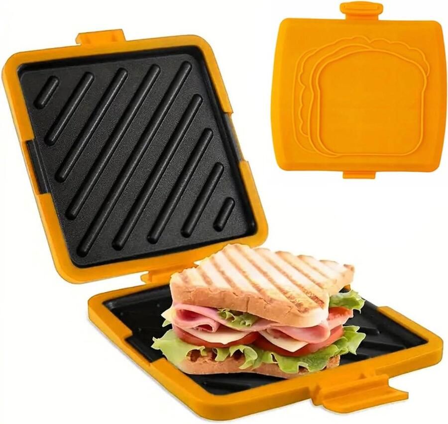 Magnetron Sandwich Maker Broodrooster Siliconen Snel Ontbijt Maken Antiaanbaklaag 500 Gram Oranje