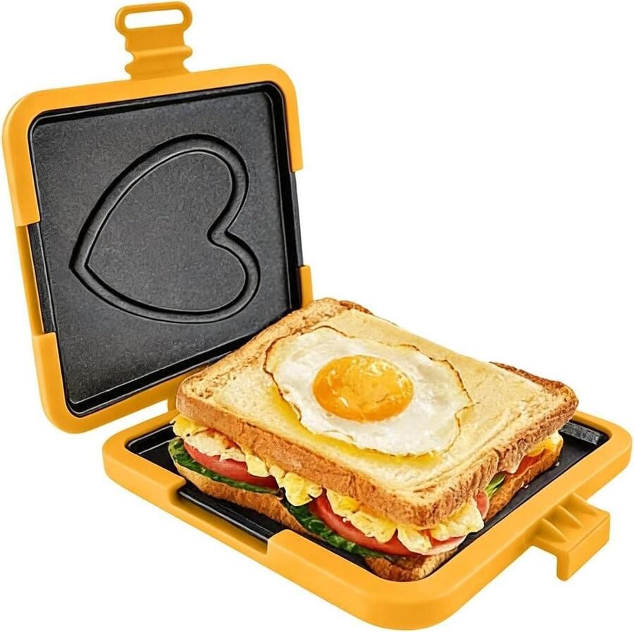 Magnetron Sandwich Maker Grill Pan Kaasmaker Snelle Ontbijtjes Maken Opvouwbaar Compact Design 16x14x3cm Oranje