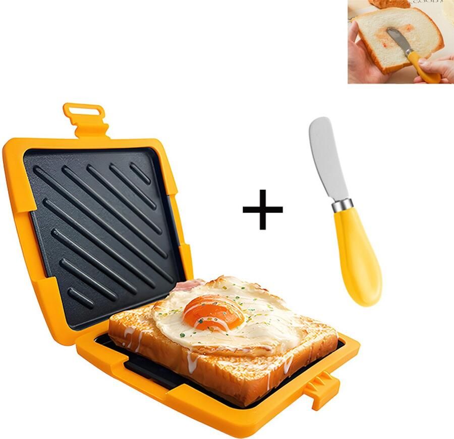 Magnetron sandwichmaker Bakplaat sandwich maker Panini maker Broodrooster Voeg een botermesje toe Siliconen Oranje