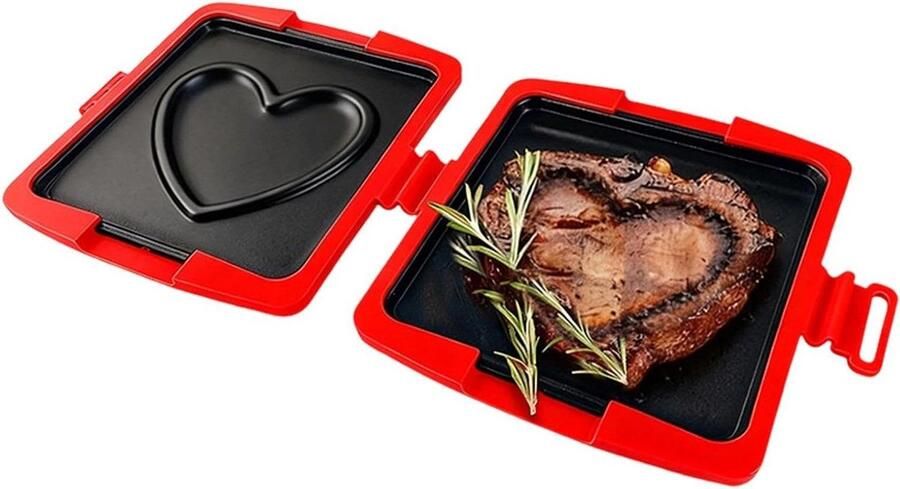 Magnetron Sandwichmaker Grillpan Panini Maker Snel Ontbijt Maken Antiaanbaklaag 16x14x3 cm Rood