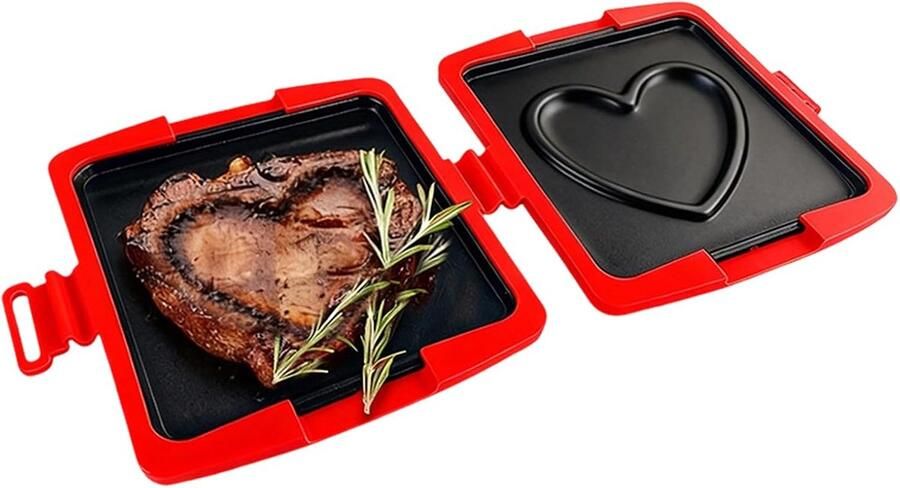Magnetron Sandwichmaker Kookgrill Opvouwbaar Snelle Maaltijden Antiaanbaklaag 16 x 14 cm Rood