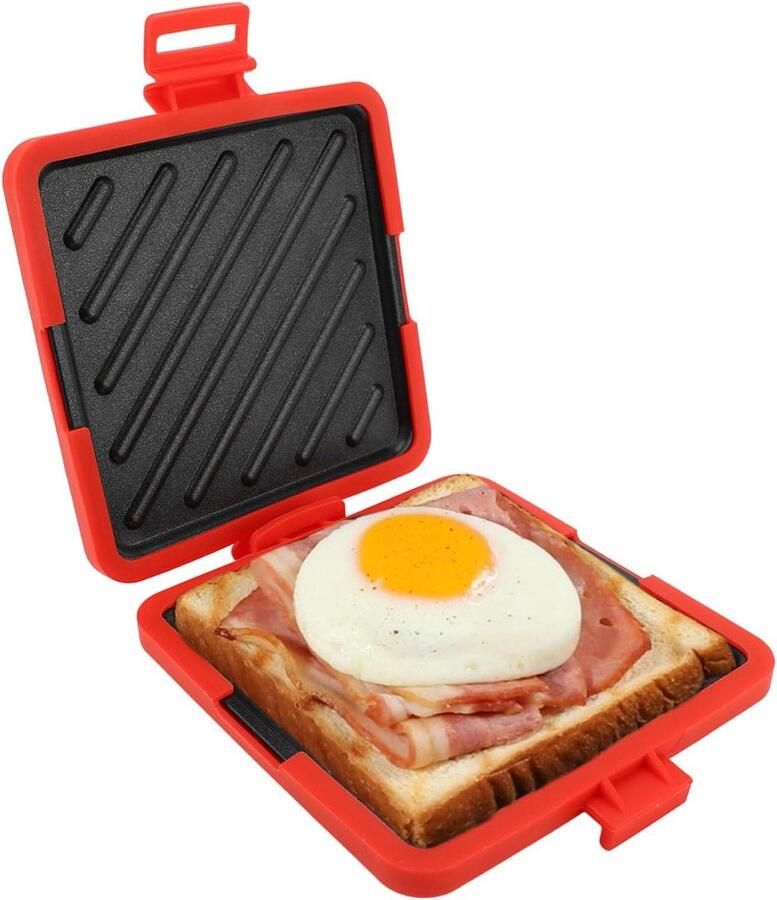 Magnetron Sandwichmaker Panini Grill Snel Lunchen Geavanceerde Heatwave Technologie Niet gespecificeerd Rood