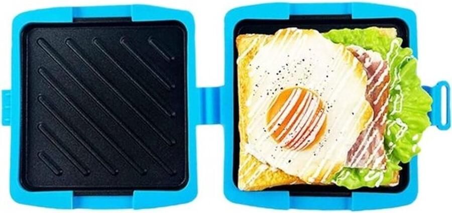 Magnetron Sandwichmaker Panini Grill Snelle Maaltijden Vaatwasserbestendig 17 cm breed Blauw