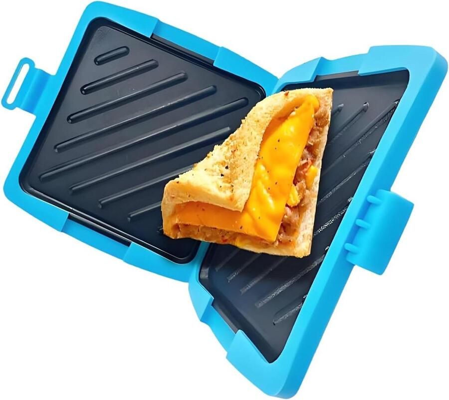 Sandwichmaker Magnetron Tosti Pers Snelle Snacks Maken Antiaanbaklaag Vaatwasserbestendig 17 cm Breed Blauw