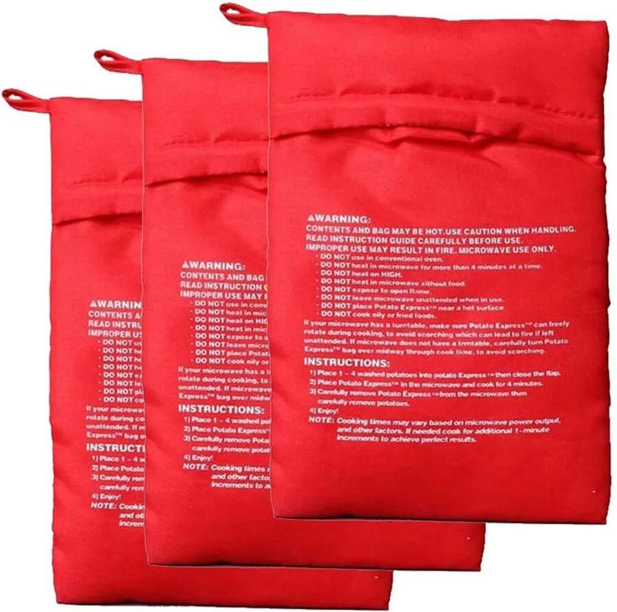 Magnetron Serie Aardappelzak Herbruikbaar Snel In 4 Minuten Gebakken Aardappel Voor Thuisgebruik Rood 19x25cm