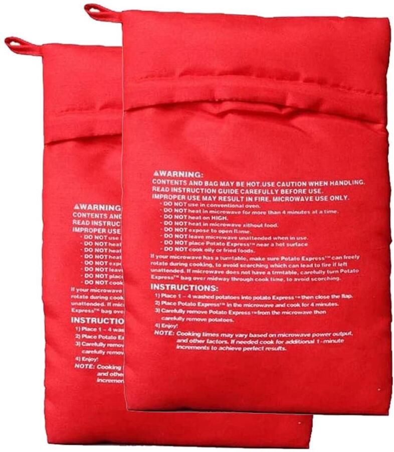 Magnetron Serie Aardappelzak Herbruikbaar Snel In 4 Minuten Gebakken Aardappel Voor Thuisgebruik Rood 19x25cm