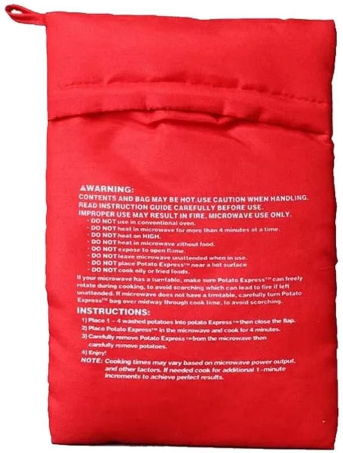 Magnetron Serie Aardappelzak Herbruikbaar Snel In 4 Minuten Gebakken Aardappel Voor Thuisgebruik Rood 19x25cm