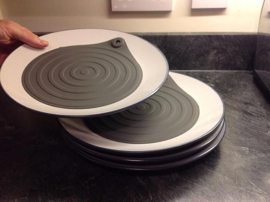 Magnetron Siliconen Plaat Voedselverwarmers Platen Verwarmen Snel in Magnetron 4 Stuks Grijs