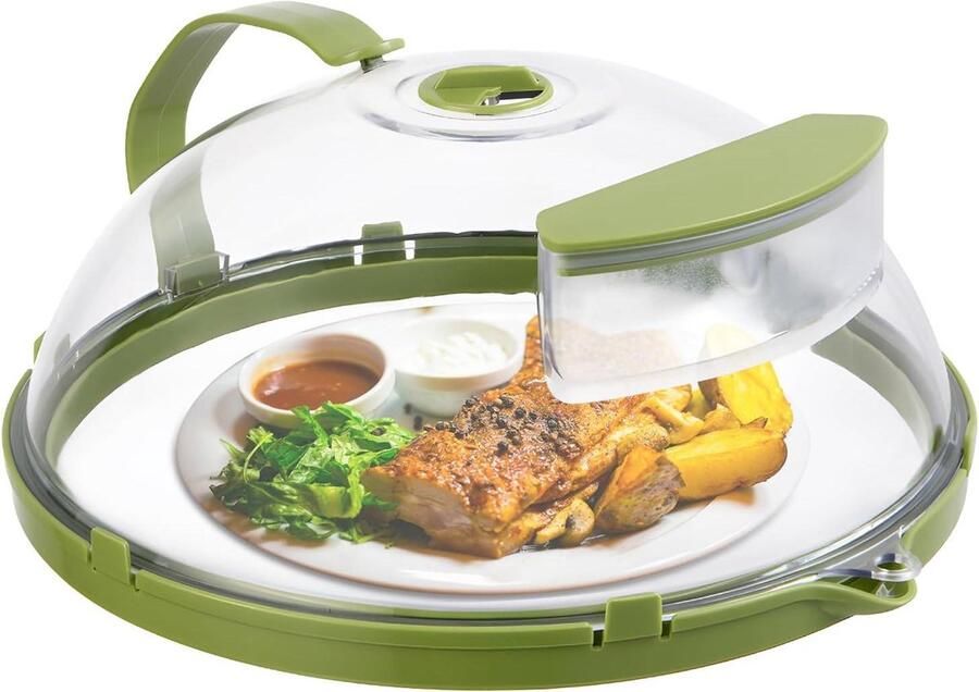 Magnetron Spatdeksel Keuken Gadget Voedsel Opwarmen Met Stoomfunctie 28 cm Diameter Transparant Groen