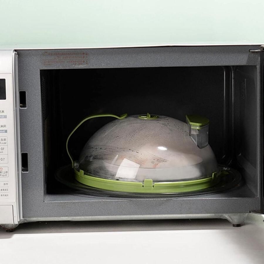 Magnetron Spatdeksel Magnetron Deksel Voedsel Opwarmen Verstelbaar Ventilatiegat 26 cm Diameter Transparant