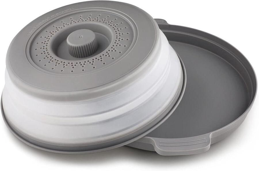 Magnetron Splatter Cover Magnetron Deksel Voedsel Opwarmen Met Stoomgaten 106 Inch Grijs