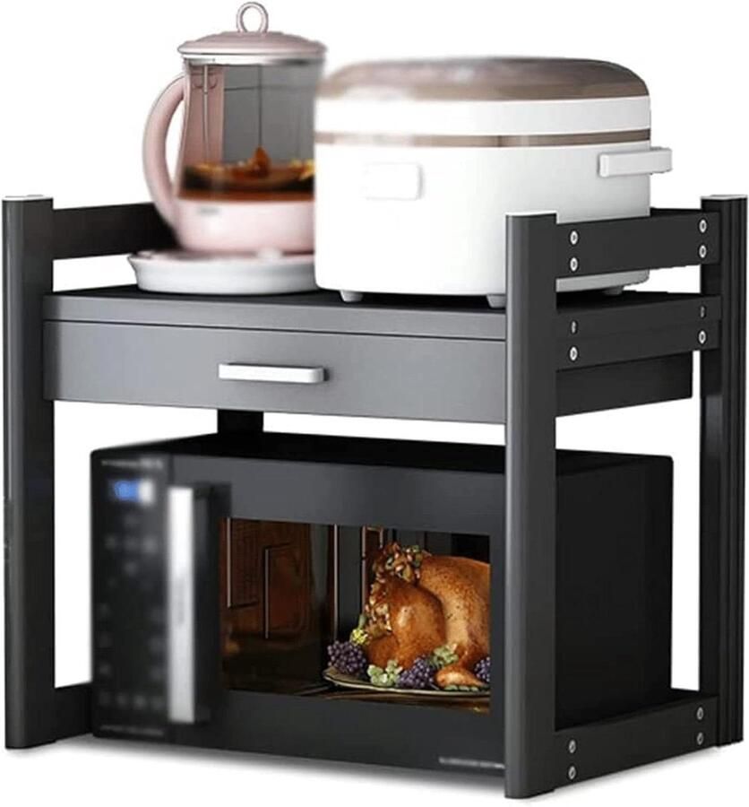 Magnetron Standaard Keukenrek Keuken Opbergen Verstelbare Hoogte 60x45x55 cm Zwart